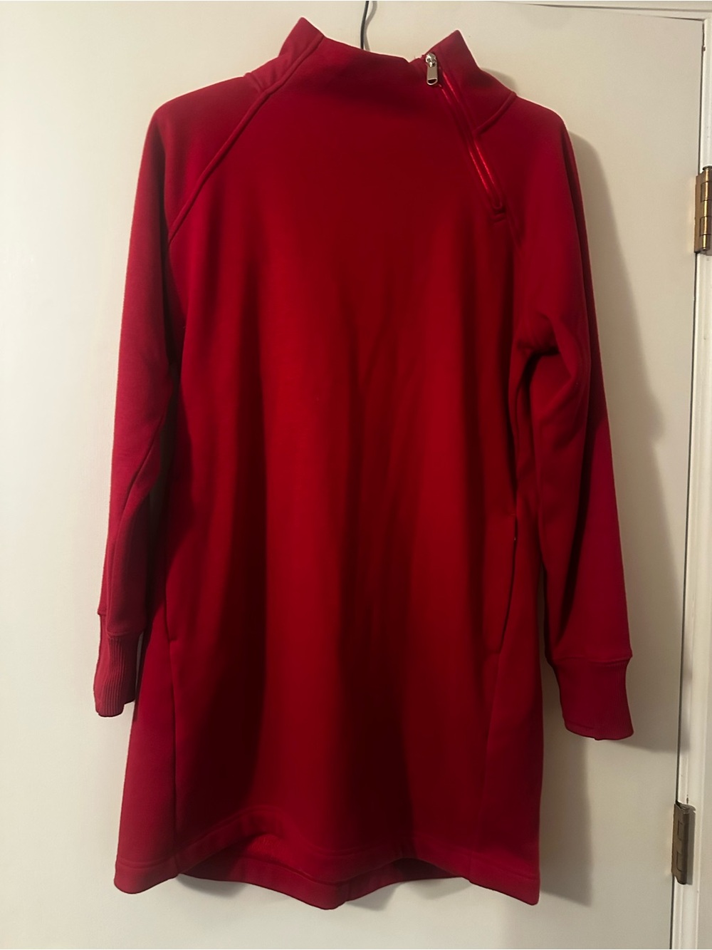 Women’s Red Longline Half-Zip tunic/dress